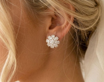 Rose gold Bridal stud earrings, Statement studs for Wedding, Bridal jewelry