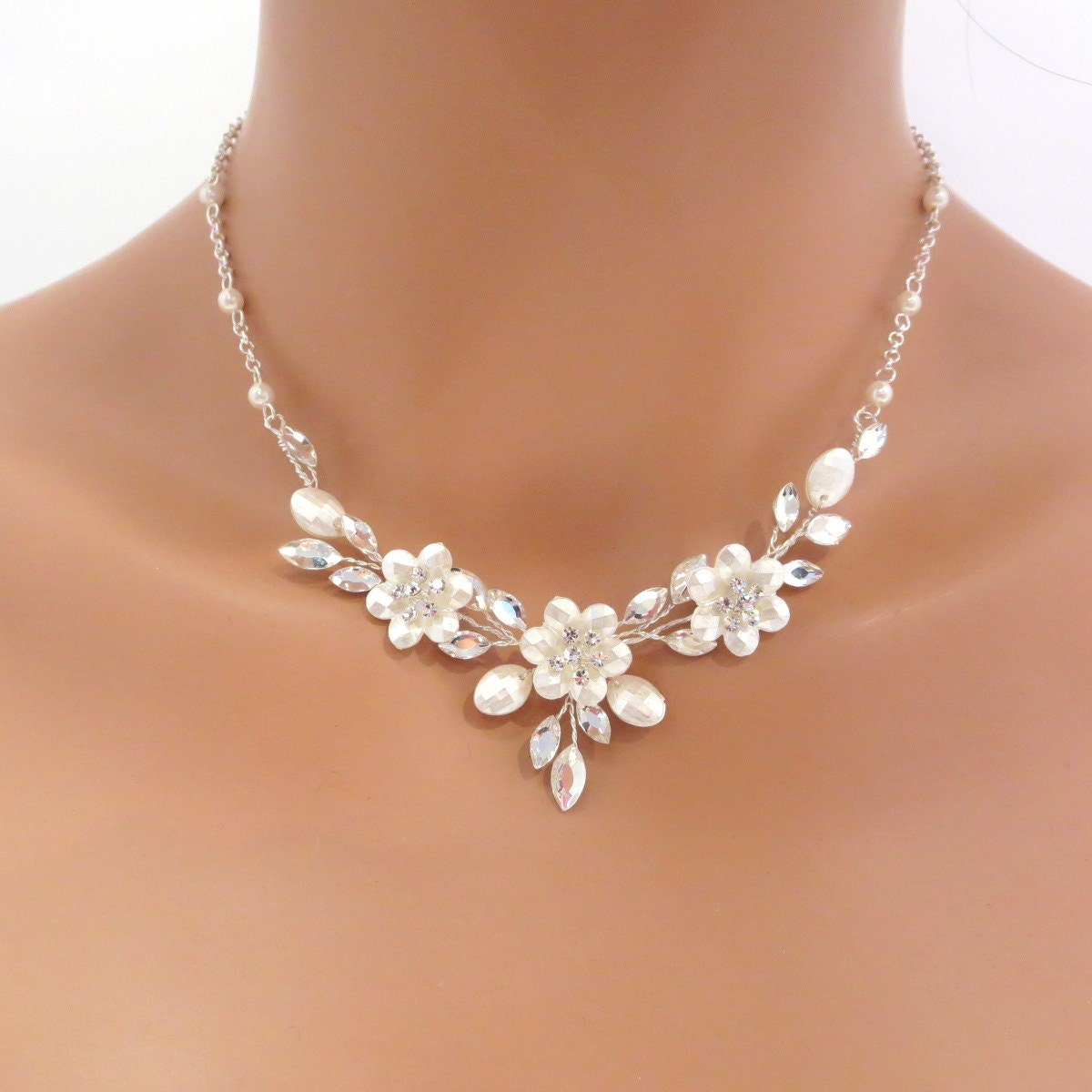Swarovski crystal bridal necklace and earrings SET Wedding Etsy