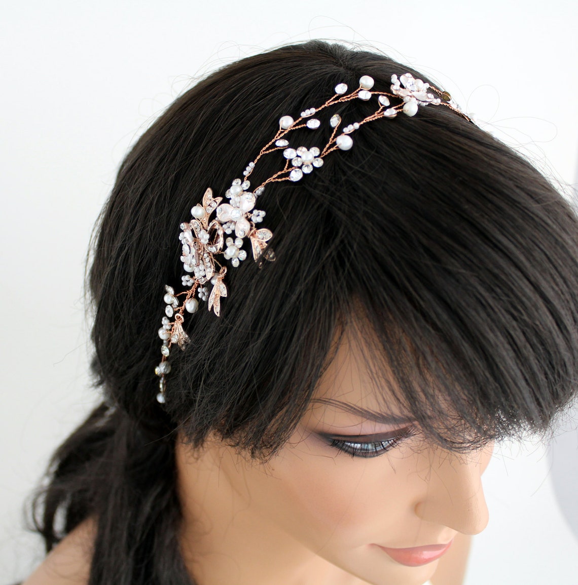 Rose Gold Hair Vine Rose Gold Headband Wedding Hair Etsy