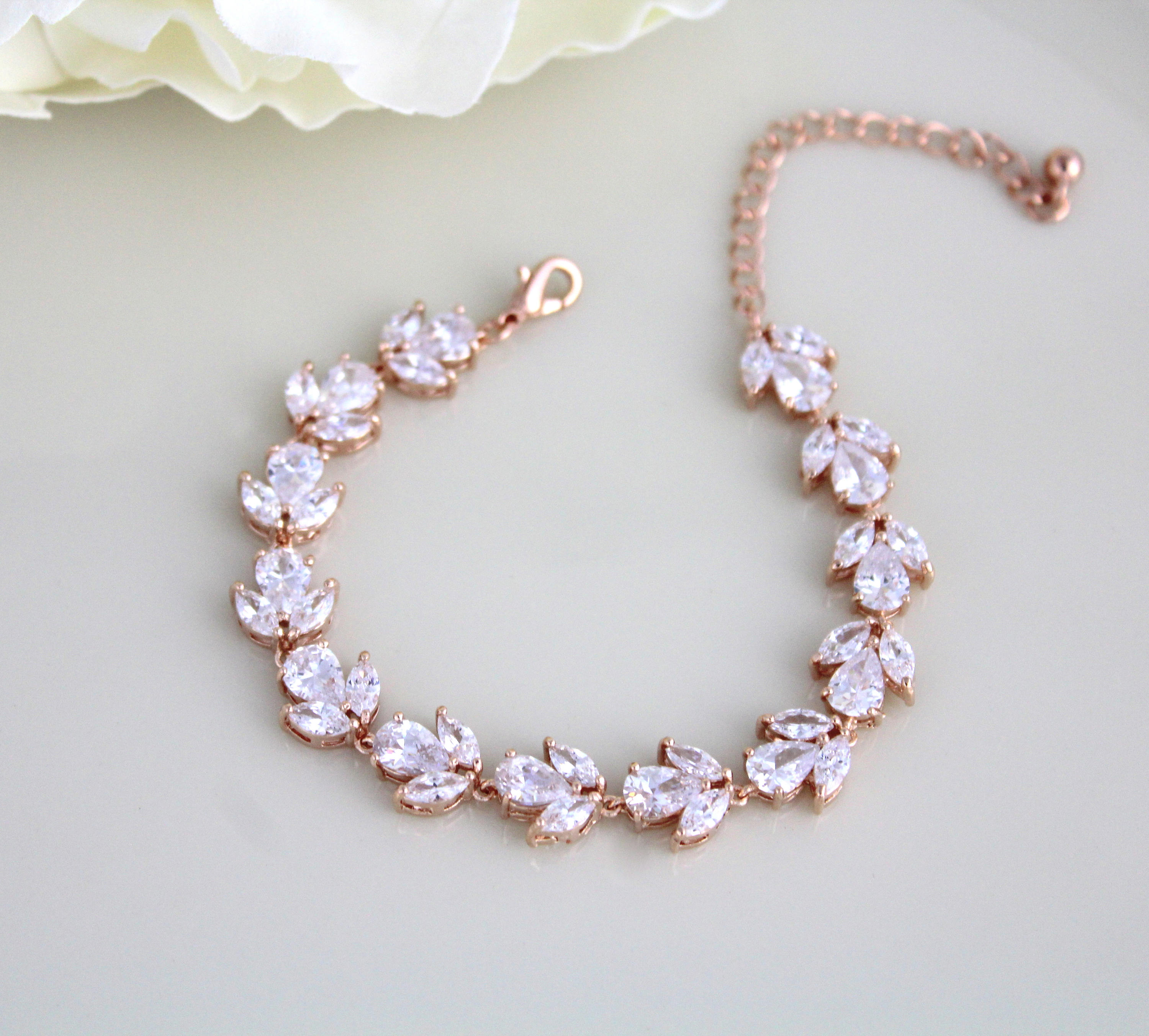 Rose gold Bridal bracelet Bridal jewelry CZ Tennis Bracelet Etsy