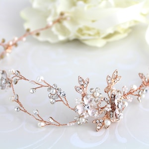 Rose gold hair vine Rose gold headband Wedding hair accessories Rose gold headpiece Leaf headpiece Leaf hair vine Vintage style hair