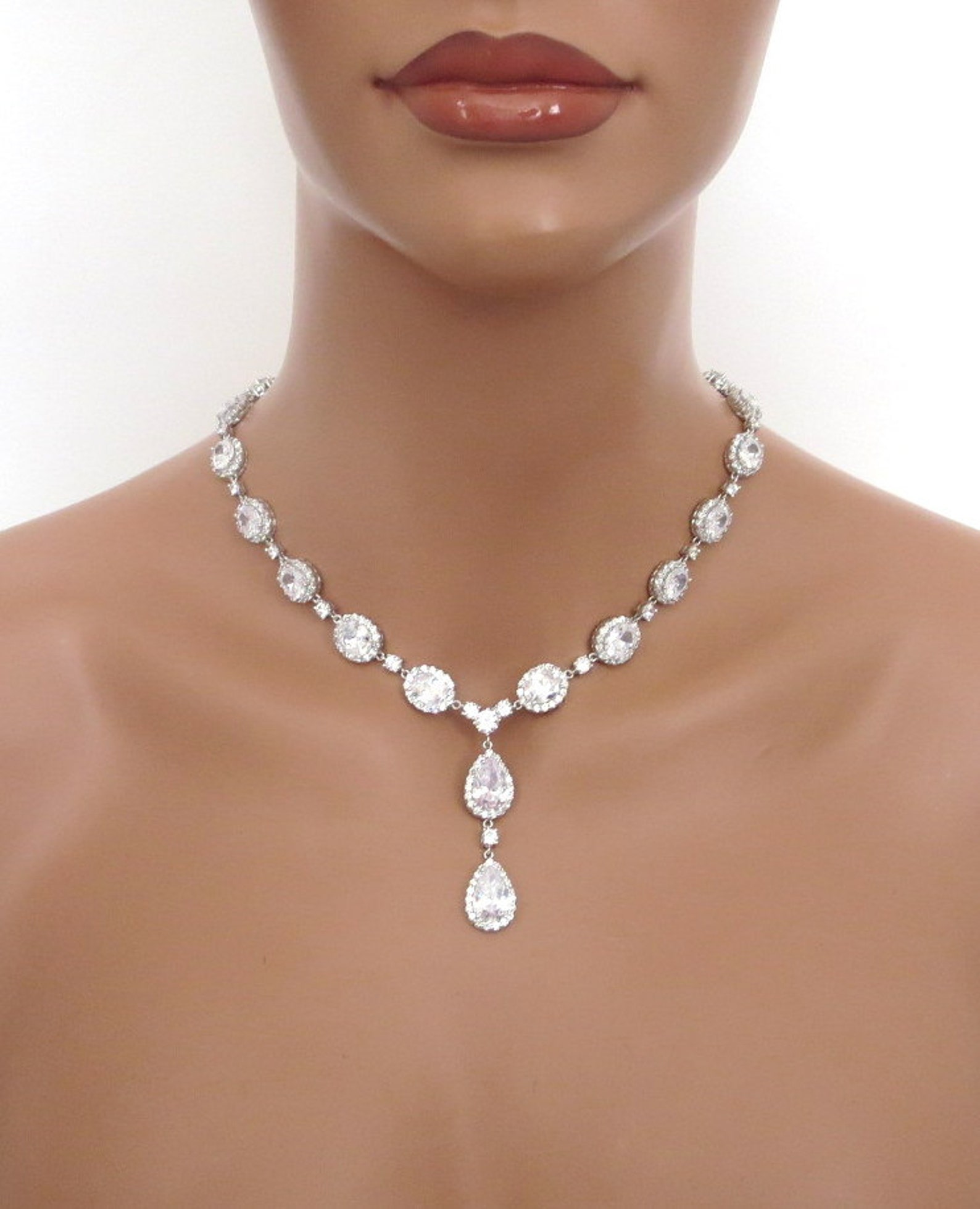 Rose Gold Bridal Necklace Set Wedding Necklace Set Bridal Etsy