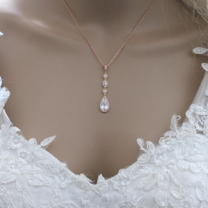 Dainty Backdrop necklace Rose gold Back drop necklace Wedding necklace Bridal jewelry Back necklace Bridal necklace Delicate necklace image 6