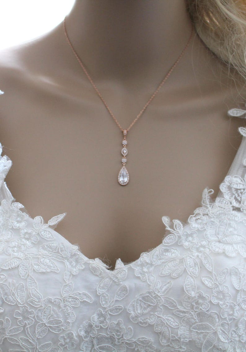 Dainty Backdrop necklace Rose gold Back drop necklace Wedding necklace Bridal jewelry Back necklace Bridal necklace Delicate necklace image 6