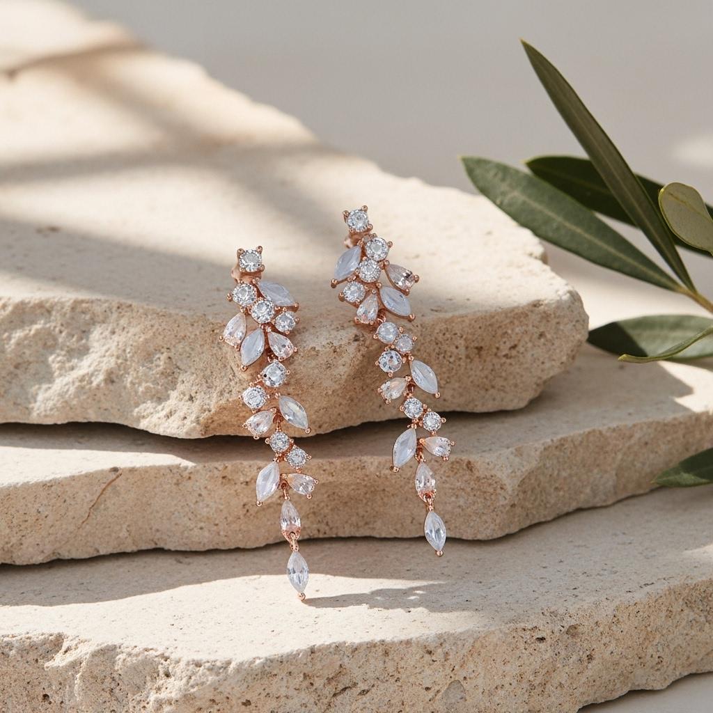2 pezzi Orecchini pendenti con cristalli di zirconia cubica