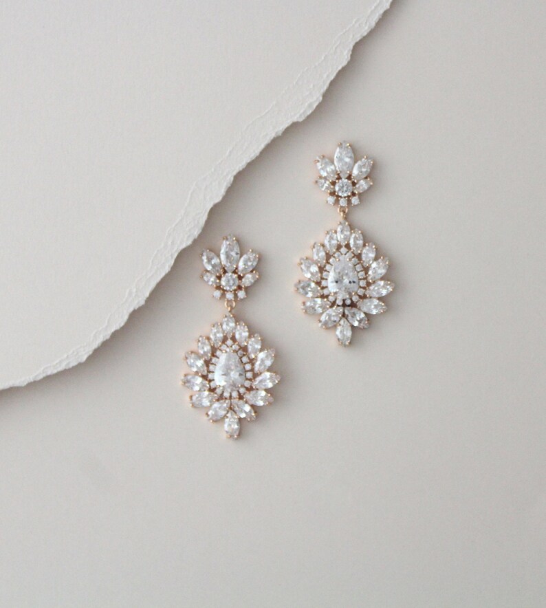 Crystal Bridal earrings, Chandelier Wedding earrings, Bridal jewelry, Leaf cluster earrings, Wedding jewelry, Statement earrings image 9