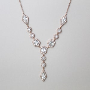 Rose gold Bridal necklace, Bridal jewelry, CZ Wedding necklace, Necklace for Bride, Rose gold Wedding jewelry, Statement necklace