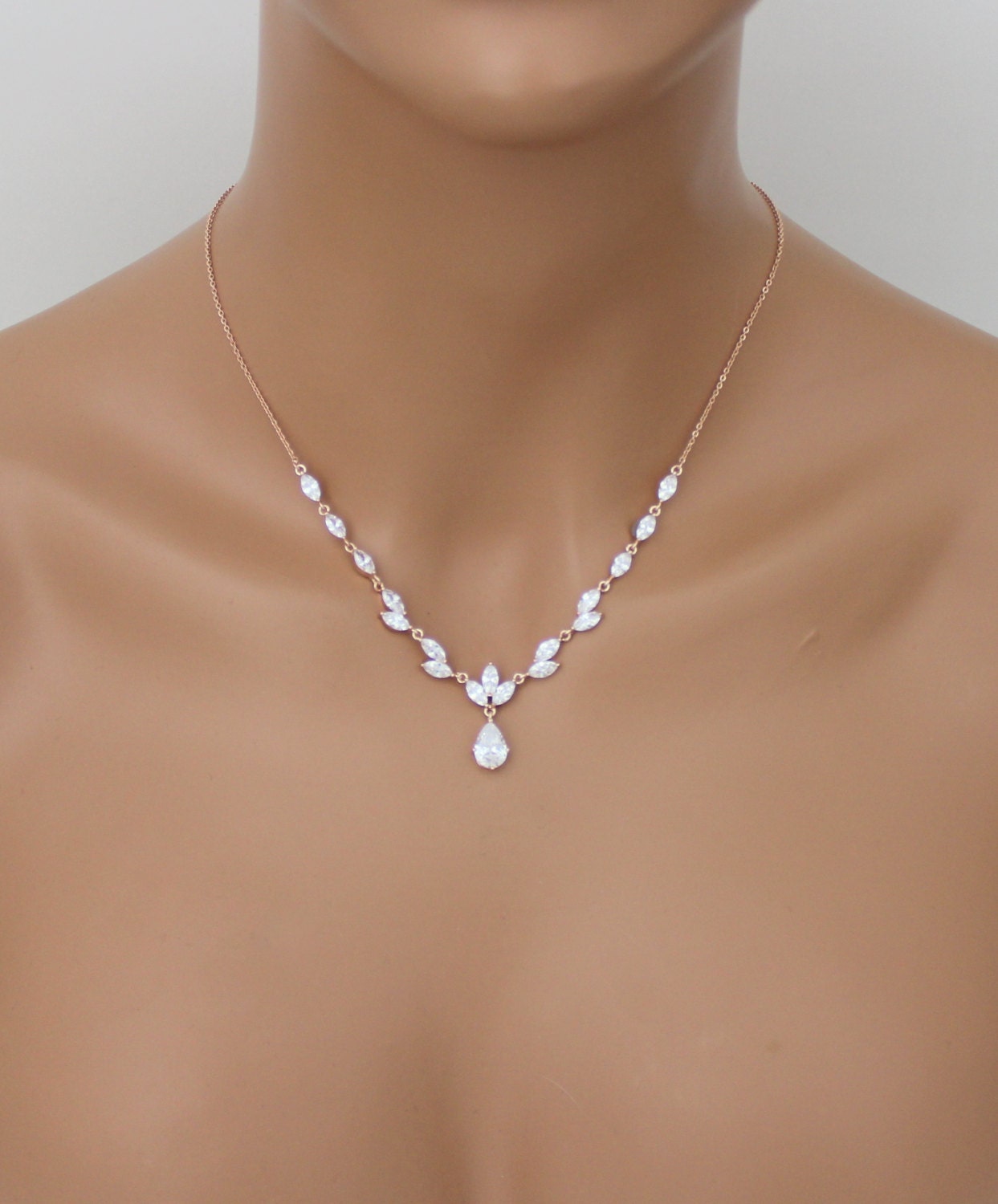 Rose Gold Necklace Set Bridal Jewelry ...