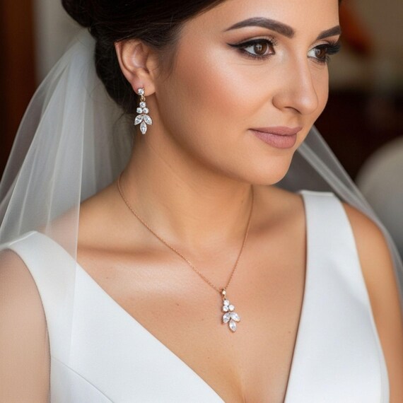 Multi Marquise con set da sposa con gioielli a goccia, zirconi