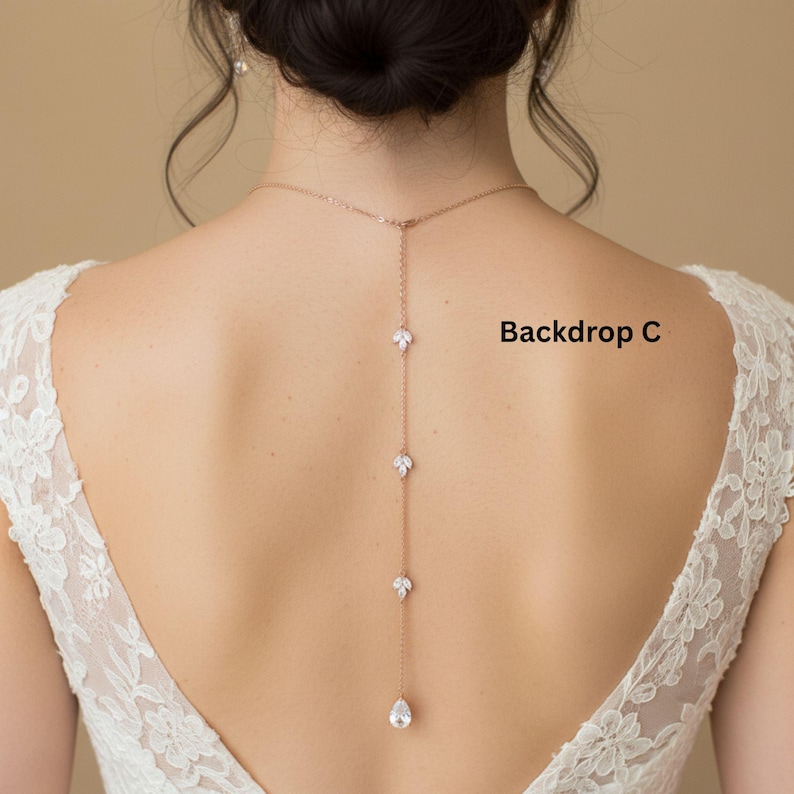 Rose gold necklace set Bridal jewelry set Bridesmaid jewelry Rose Gold Wedding earrings Rose Gold jewelry Teardrop earrings Simple jewelry image 10
