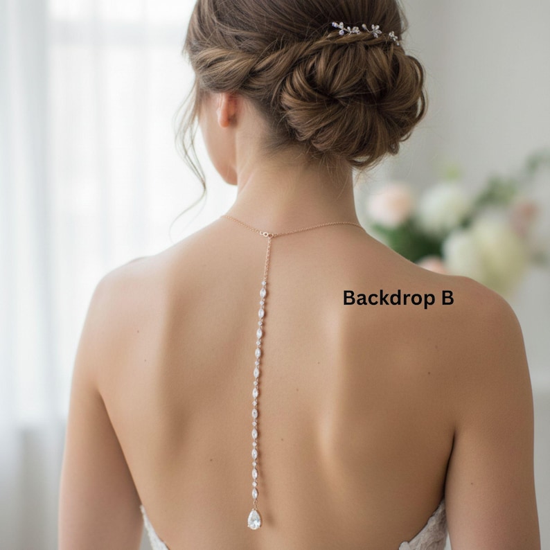 Rose gold necklace set Bridal jewelry set Bridesmaid jewelry Rose Gold Wedding earrings Rose Gold jewelry Teardrop earrings Simple jewelry image 11