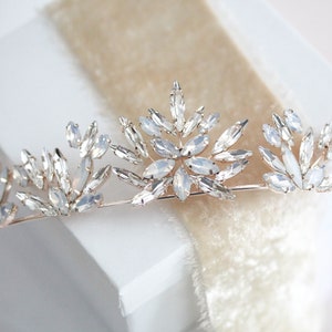 Rose gold tiara, Rose gold Wedding tiara, Rose gold Crown, Bridal tiara, White opal tiara, Wedding headpiece, Bridal hair accessory