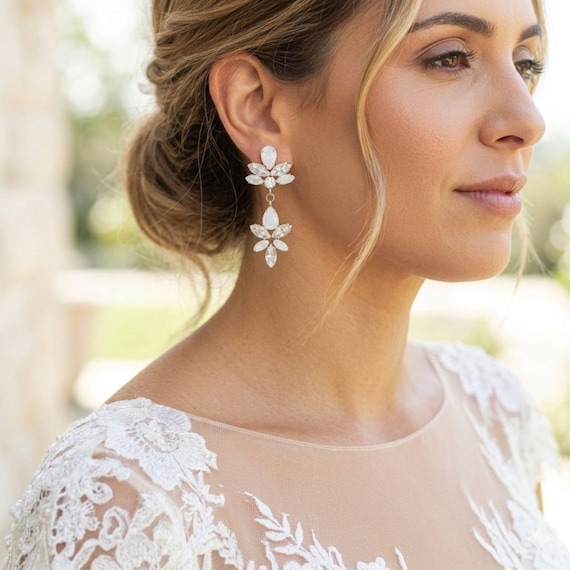 rose gold dress earrings Bridal Earrings, Crystal Drop for Bride, Bridal Jewelry for Wedding strappy-sandals-menu