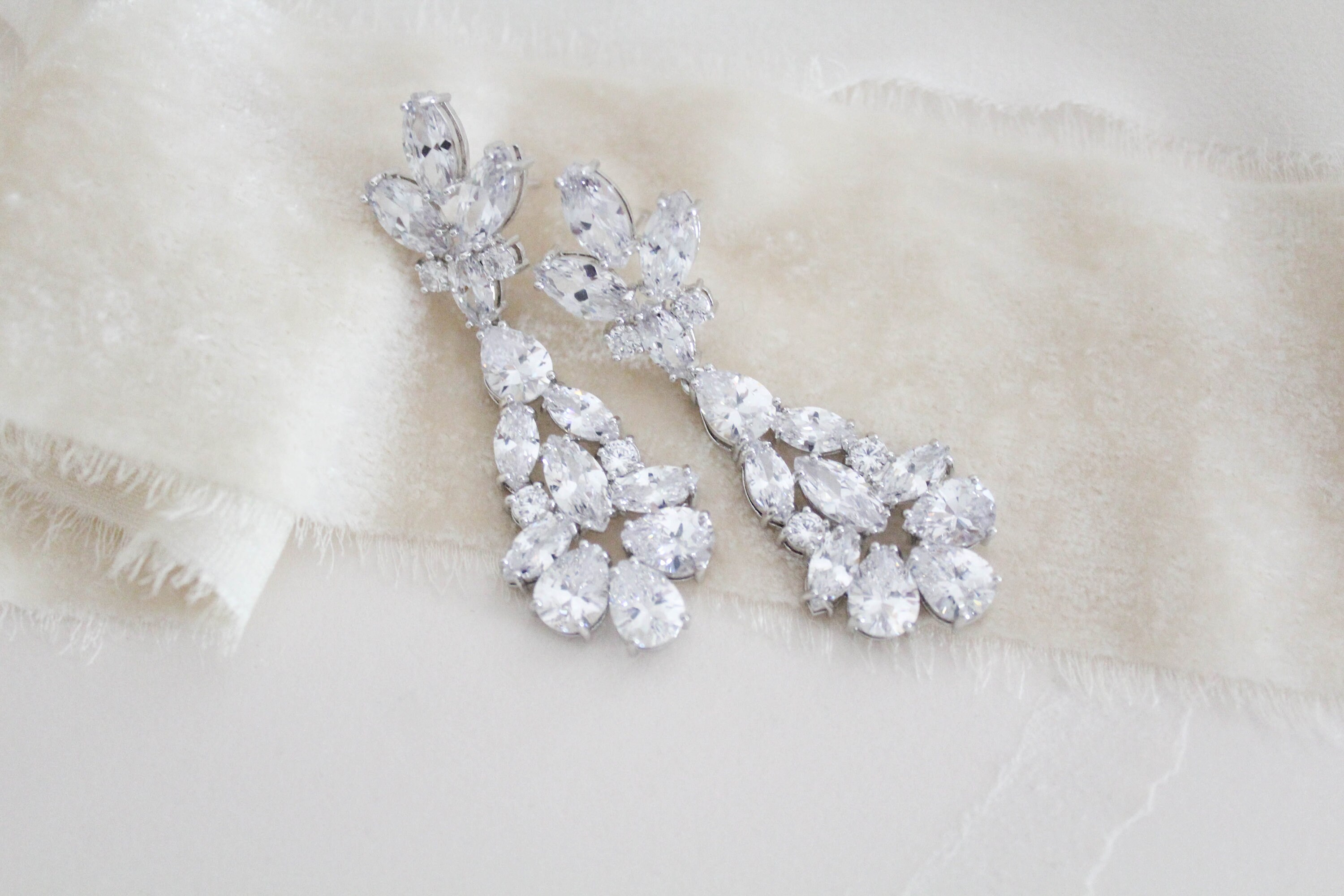 Rose Gold Bridal earrings Chandelier Wedding earrings Bridal | Etsy