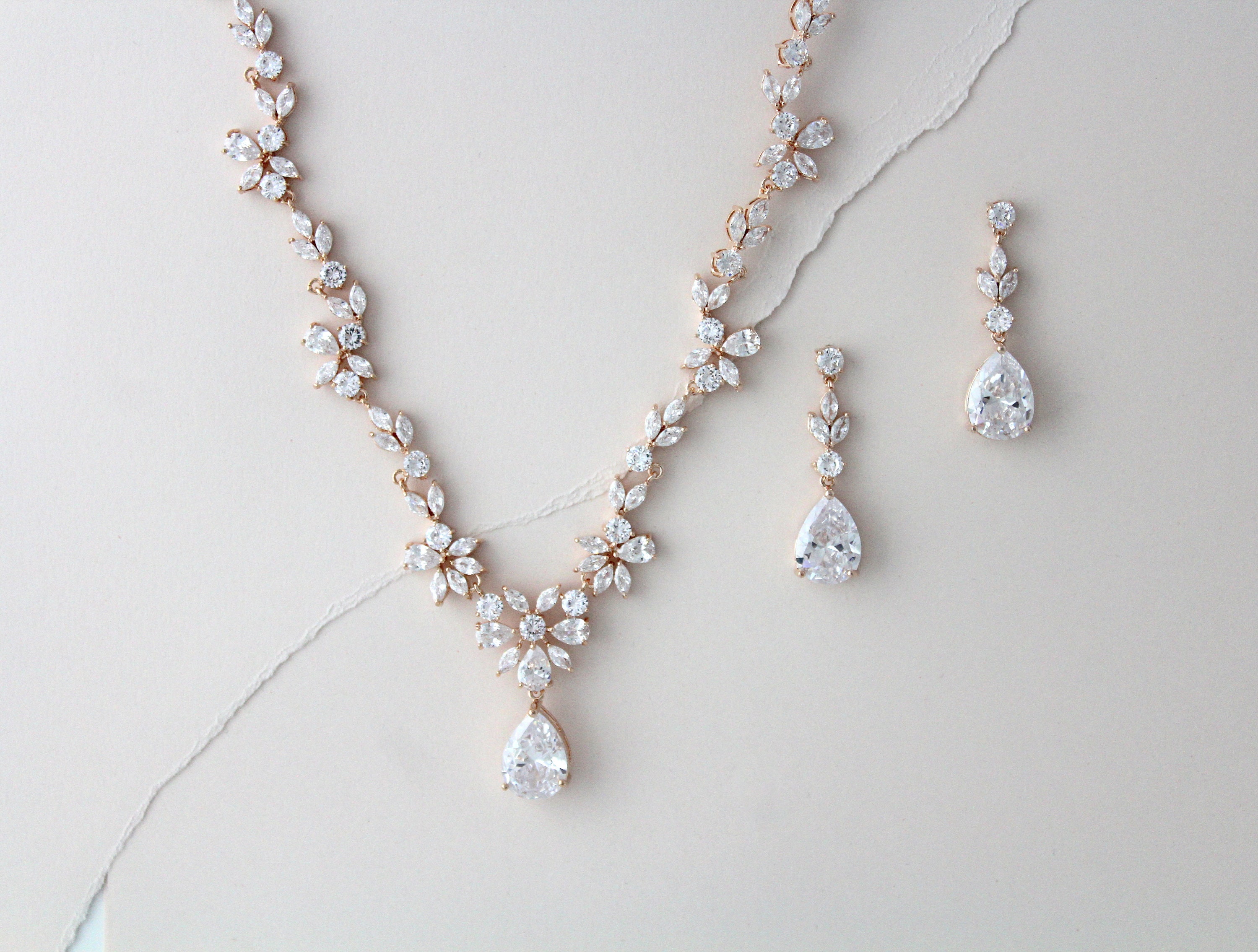 Rose Gold Necklace Set Bridal Necklace 