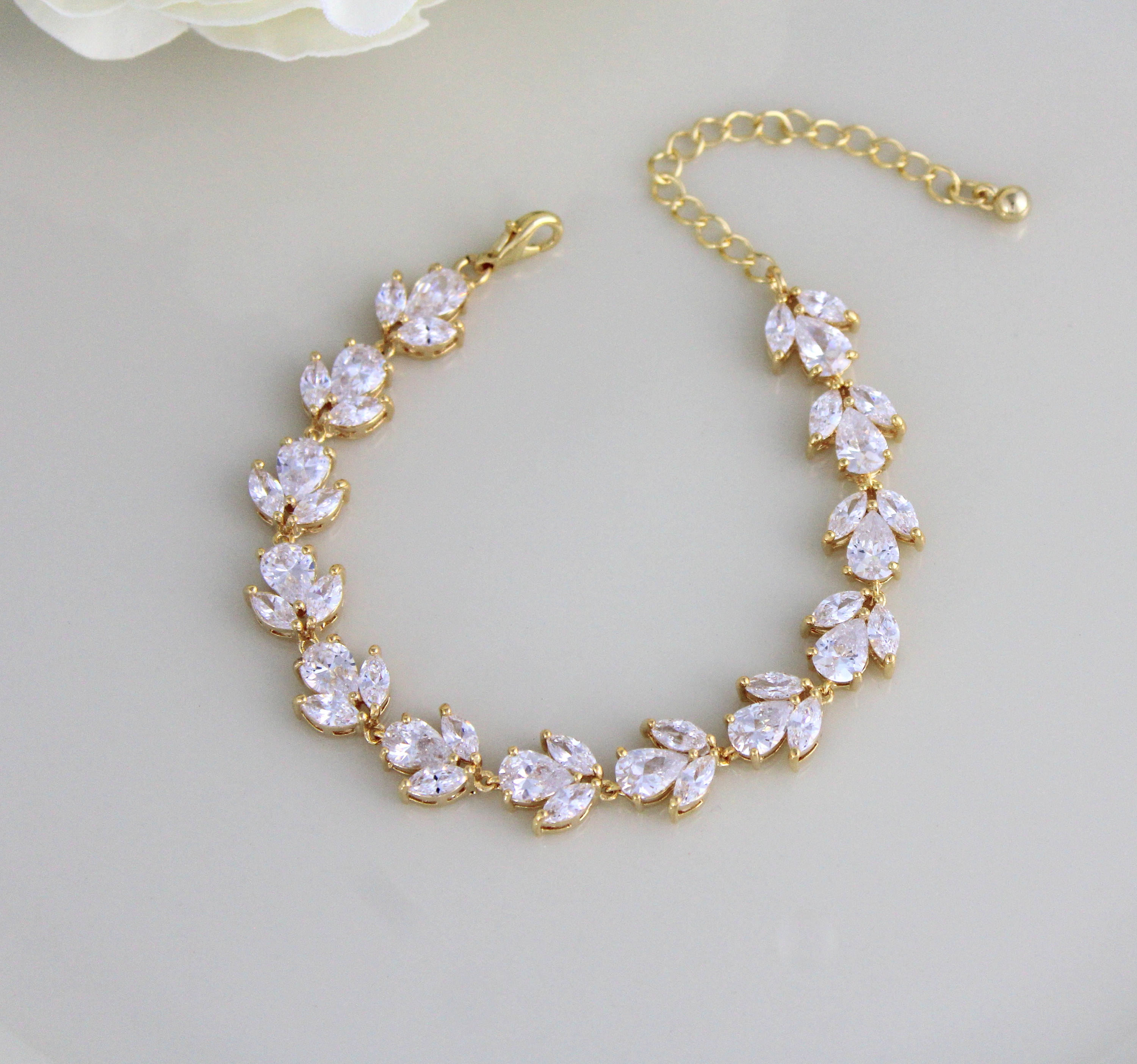 Rose gold Bridal bracelet Bridal jewelry CZ Tennis Bracelet Etsy