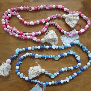 Valentine&#39;s Day or Beach-Themed Wood Bead Garlands, 62&quot;