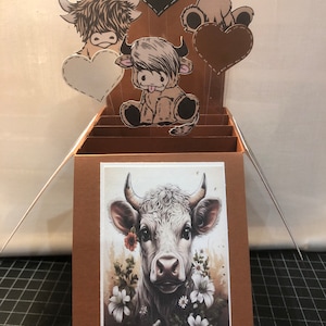 3D Pop Up Card Highland Cow