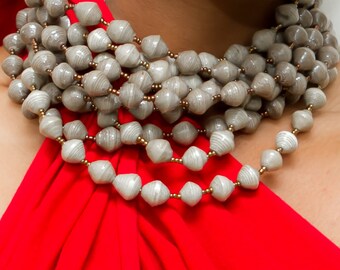 Paper Beads - Handmade Paper Bead Necklace Set - Long, Unique Uganda Jewelry