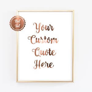 Real Copper Foil Print // YOUR CUSTOM QUOTE // Copper Foil Poster // A4 or A3 size // large foil print // custom copper foil quote