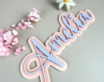 Acrylic name sign big girl bedroom decor pink layered girls name personalised name plaque cute nursery decor for girls room custom