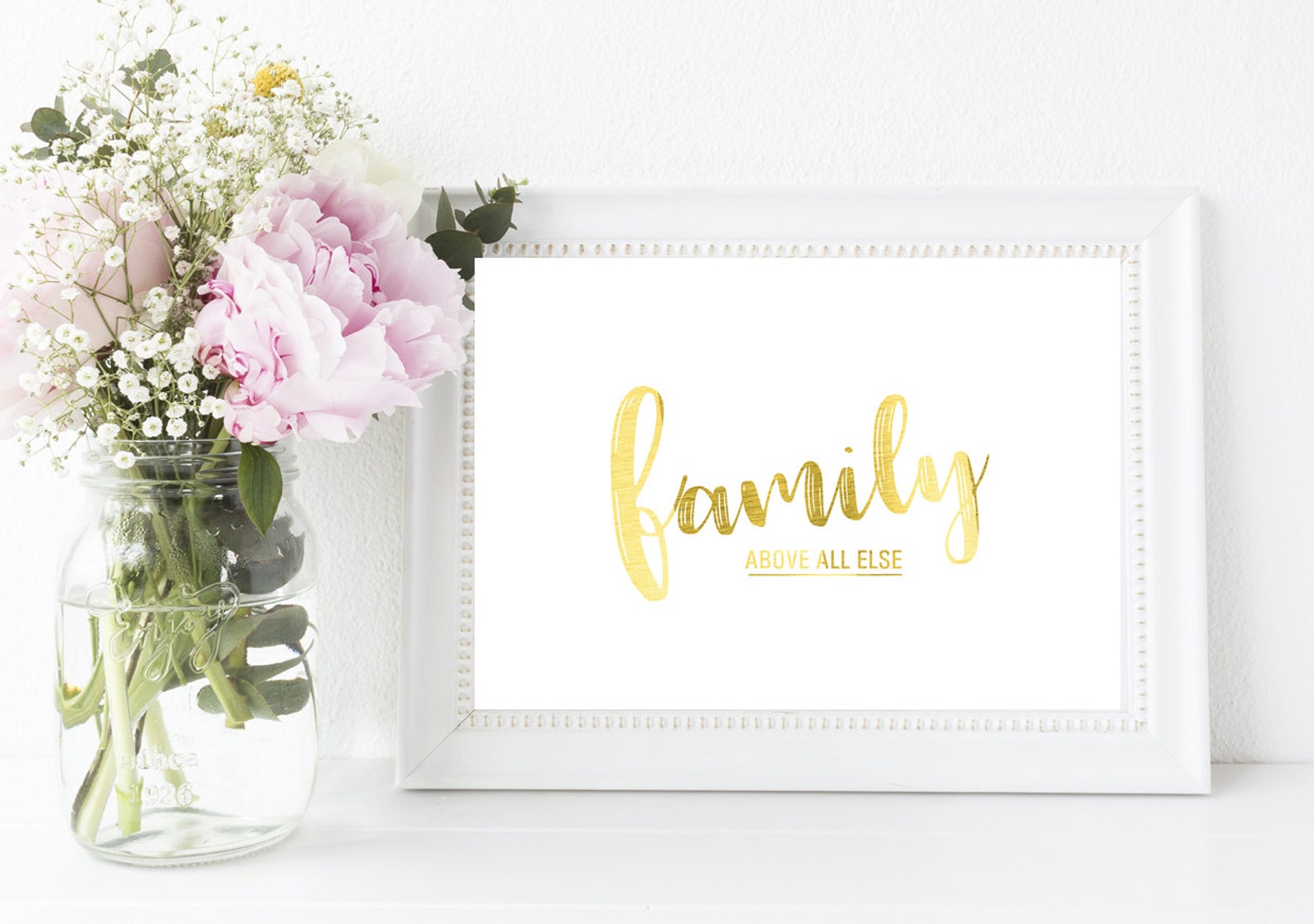 Family Above All Else // Gold Foil // Family Quotes // Home Etsy