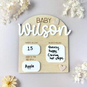 Custom Pregnancy Milestone Plaque - Gender Neutral pregnancy announcement - baby announcement details personalised pregnancy milestone sign