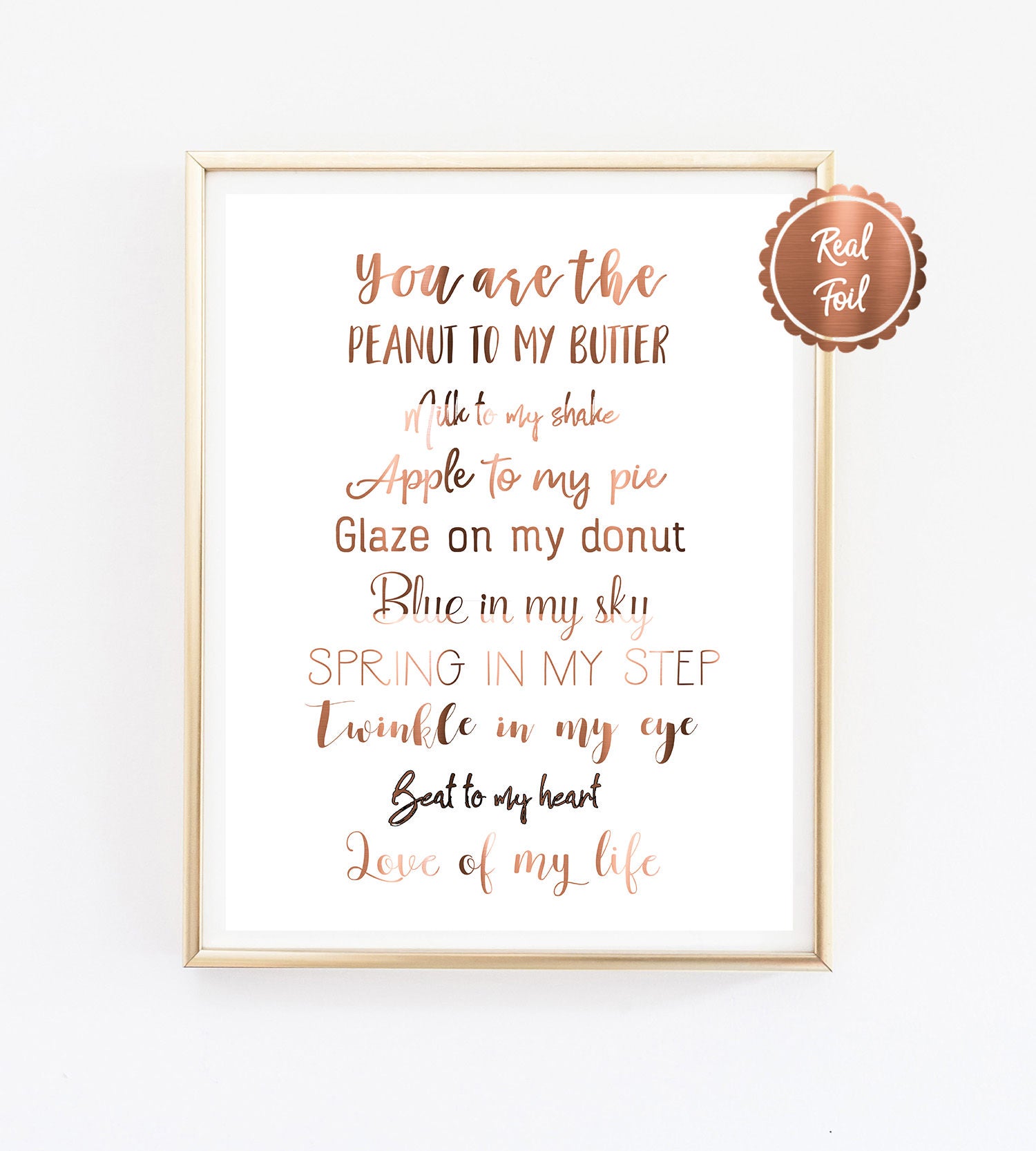 Copper Quotes / You Are the Peanut to My Butter / Love Etsy Australia