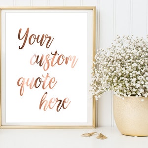 Real Copper Foil Print // YOUR CUSTOM QUOTE // Copper Foil Poster // A4 or A3 size // large foil print // custom copper foil quote image 2