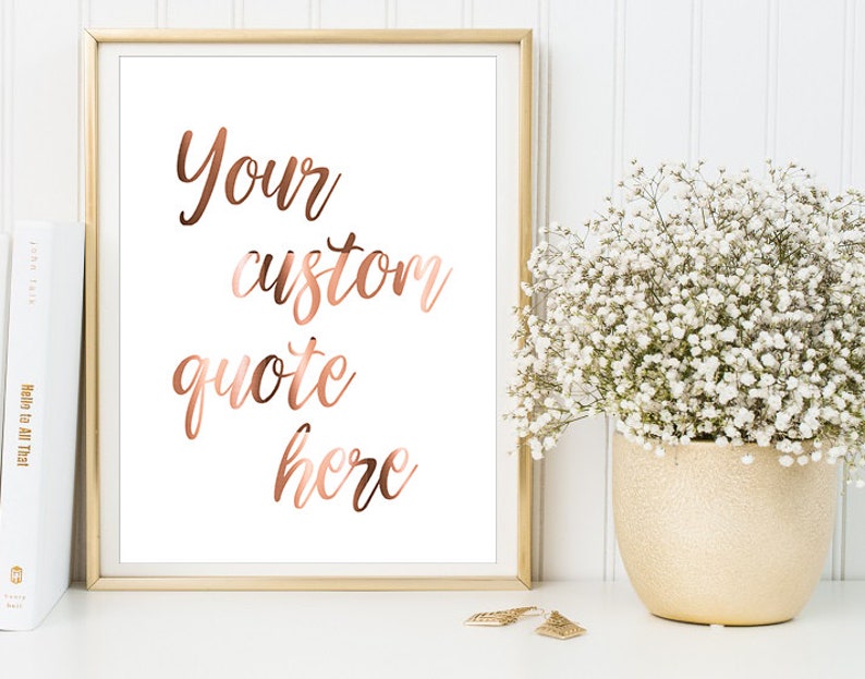 Real Copper Foil Print // YOUR CUSTOM QUOTE // Copper Foil Poster // A4 or A3 size // large foil print // custom copper foil quote image 2