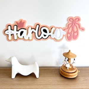 Ballerina Name Sign Personalised Acrylic Name Plaque - Ballet theme bedroom name sign ballerina custom name decor ballet cute girls