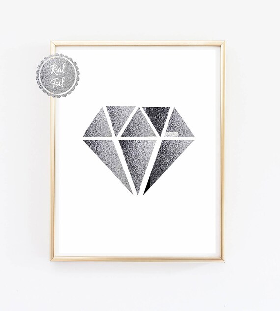 Silver Diamond Poster // Diamond Print // Cute Poster // Wall Etsy