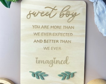 Baby Boy's Nursery Decor | Wooden Affirmation Plaque | Sweet Boy Sign