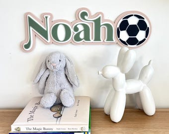 Soccer themed name sign - Custom soccer name sign - personalised soccer name - Decor soccer theme - boys room soccer theme