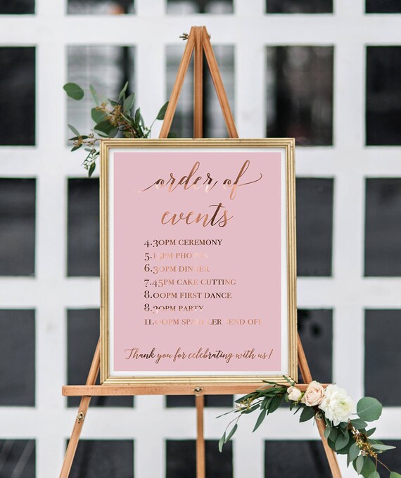Wedding Order Of Events Custom Wedding Timeline Etsy