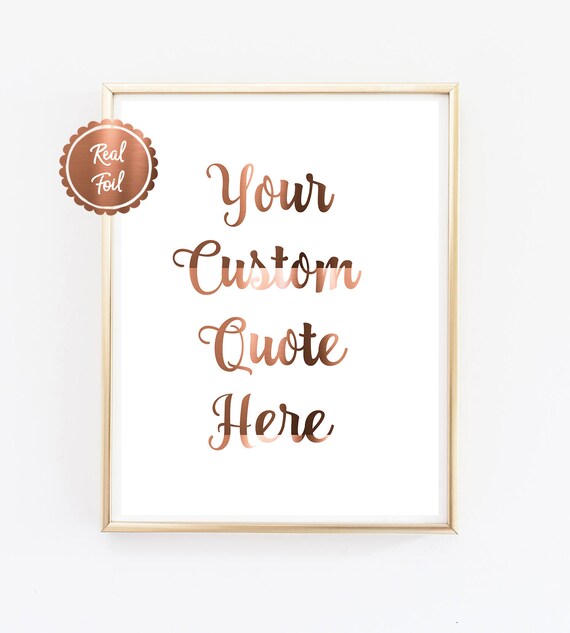 A4 REAL GOLD FOIL PERSONALISED PRINTS ANY QUOTE IMAGE WALL ART SIGN DECOR POSTER