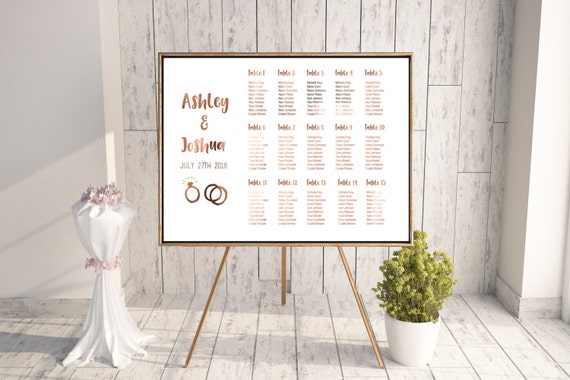 Custom Seating Chart Real Copper Foil A4 Or A3 Size Wedding Etsy