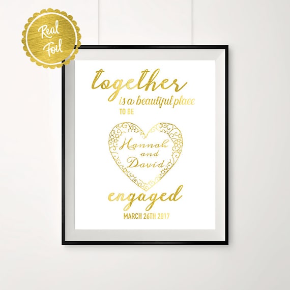 We decided on together // engagement party // love quotes // gold signs // 
