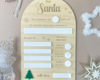 Dear Santa Christmas Board - Fill in your details | Dear Santa Letter Board | Christmas Wish List | Dry Erase Christmas Sign