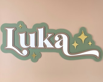 Custom Name Sign Triple layered acrylic name plaque | Personalised Acrylic Name sign | Bedroom wall decor Nursery wall decor