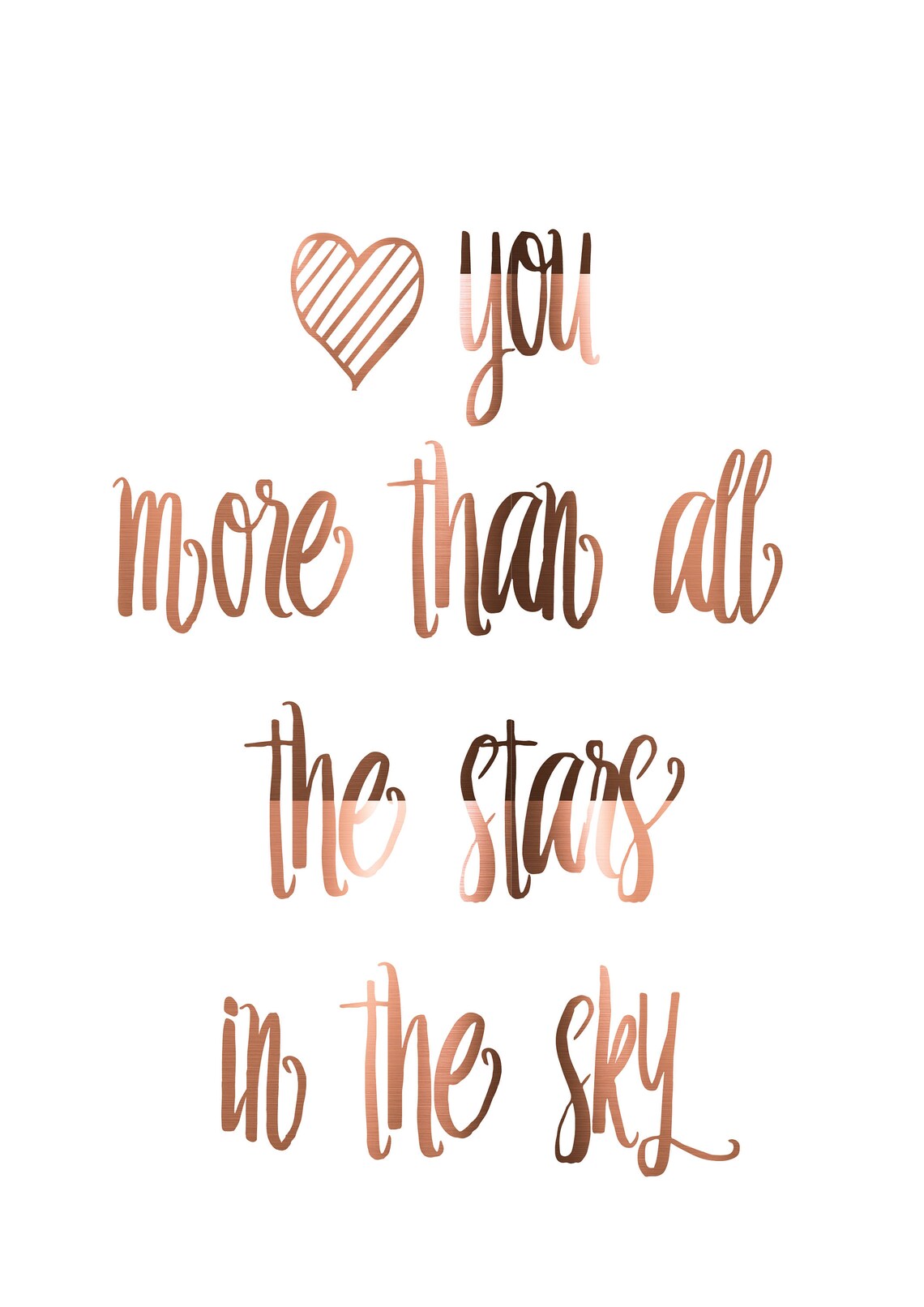 Copper Print // Copper Quotes // Love You // Stars // Copper Etsy