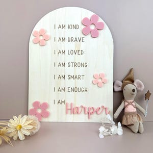 Signe d'affirmation pour les enfants - Plaque d'affirmation personnalisée pour filles - citation positive déco pour les enfants