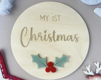 My 1st Christmas Plaque - Holly - First Christmas Sign