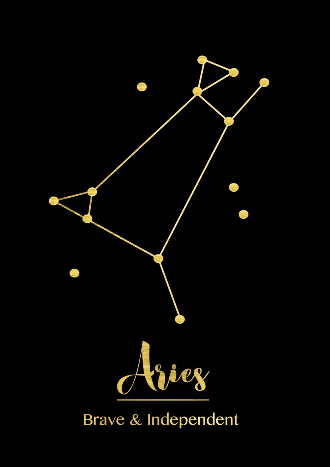ARIES print Real gold foil Star sign poster Constellation Etsy