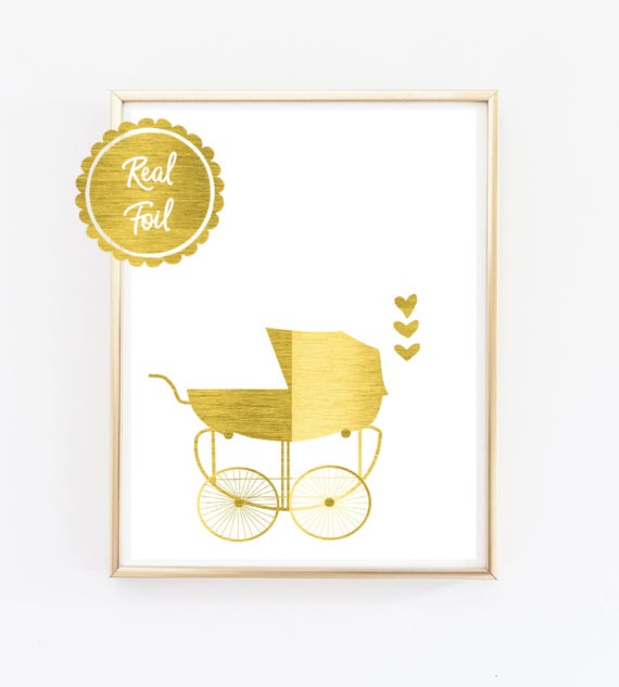 gold baby carriage