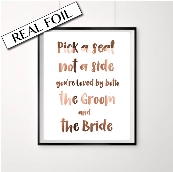 Wedding Seating Sign Real Copper Foil Wedding Print Pick A Etsy