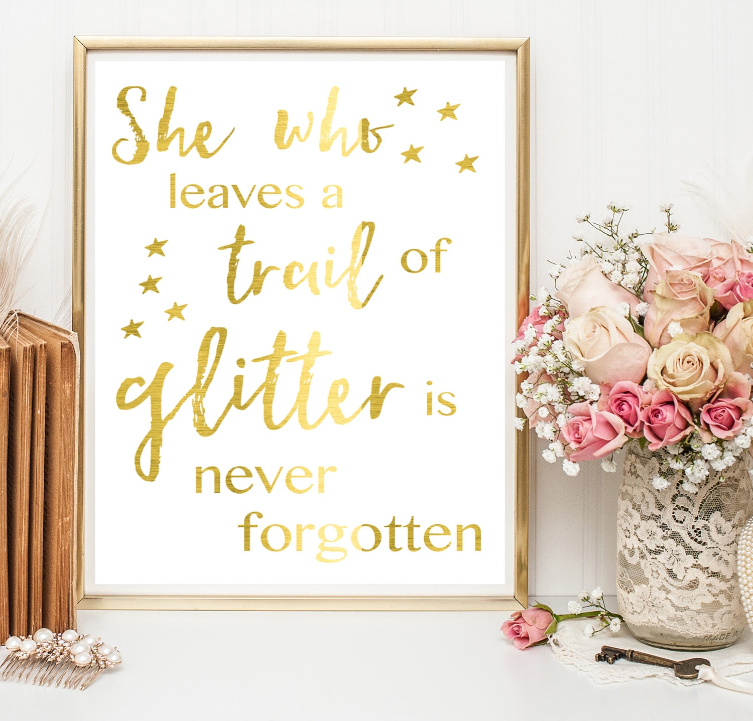 Foil quotes / Gold foil print / Strong woman quote / real gold | Etsy