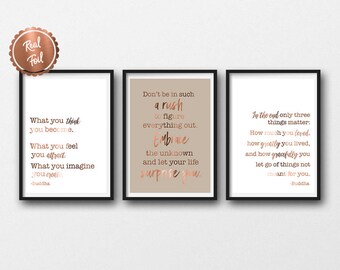 Buddha quotes // copper foil // inspirational quotes // quotes // copper print // gold // silver // custom quotes // meaningful // wall art