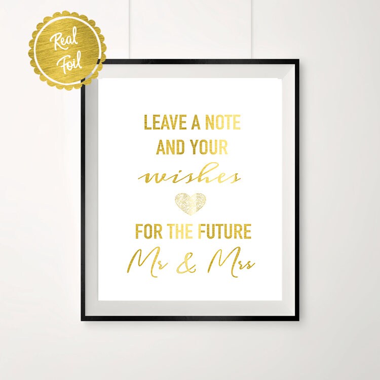 Mr and Mrs // engagement sign // leave a note // future wishes // gold foil sign 