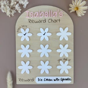 Herbruikbare beloningskaart met bloemen - aangepaste naam - gepersonaliseerde beloningskaart voor kinderen
